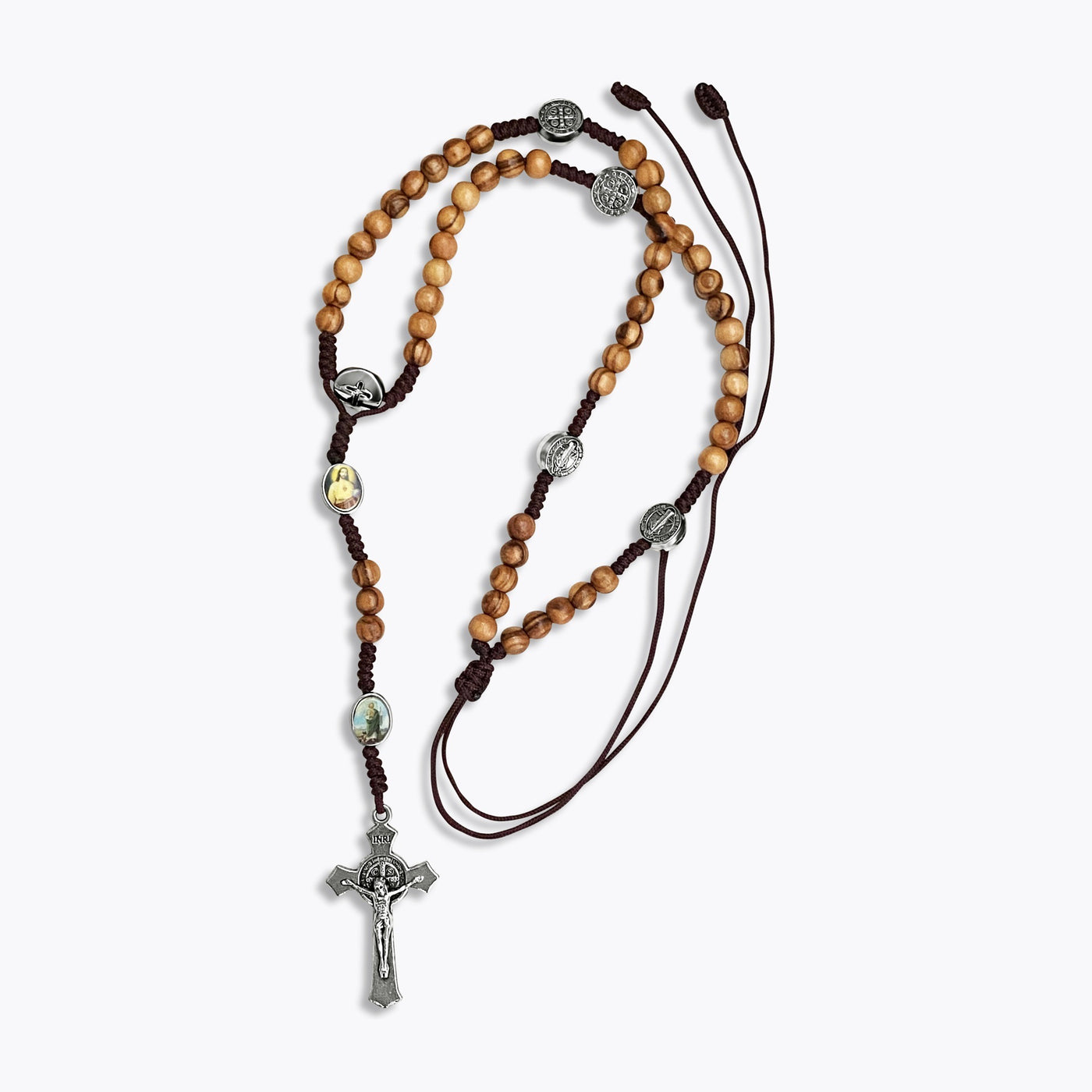 Israel imported pendant rosary necklace,St.Benedict with Holy Virgin Jesus cross