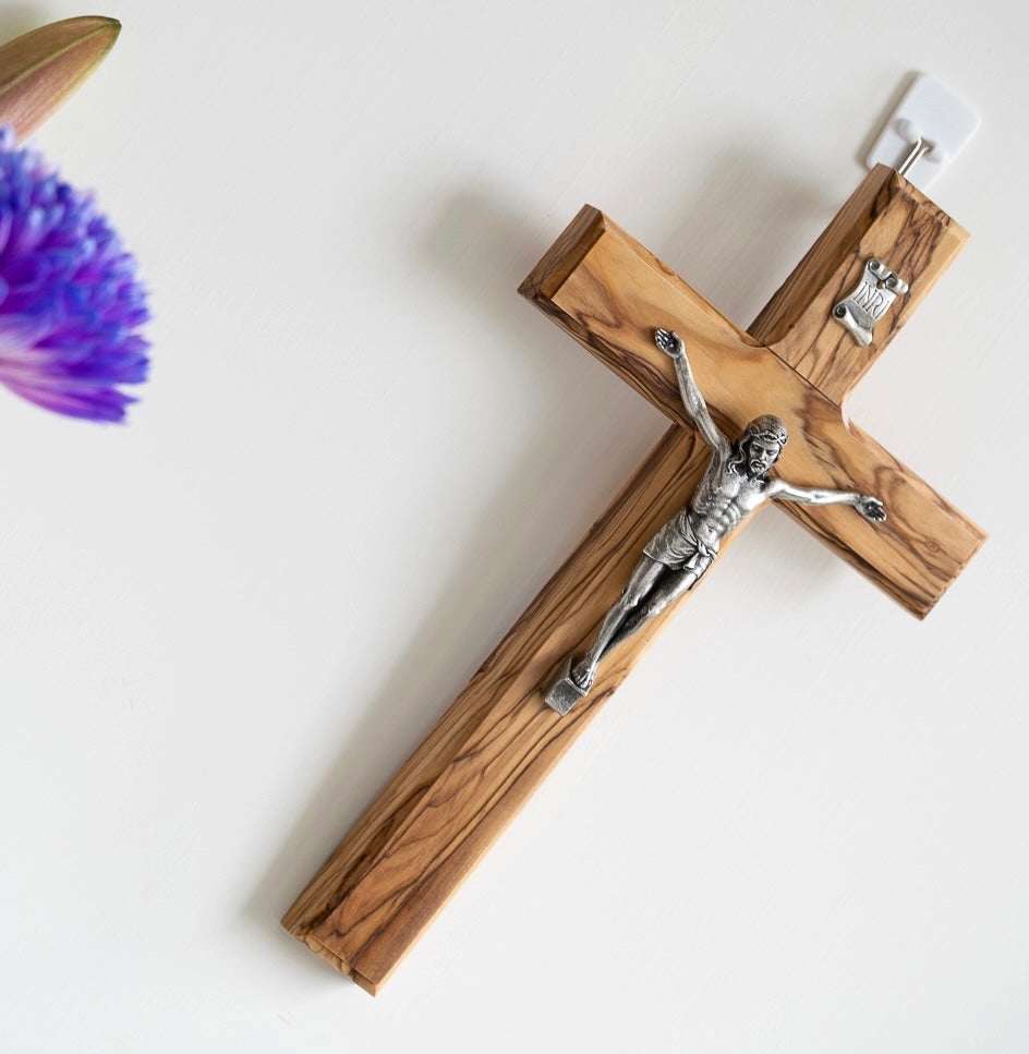 Wooden Wall Cross with Jesus Crucifix,Olive Wood Cross,Catholic Gift,Home Decor