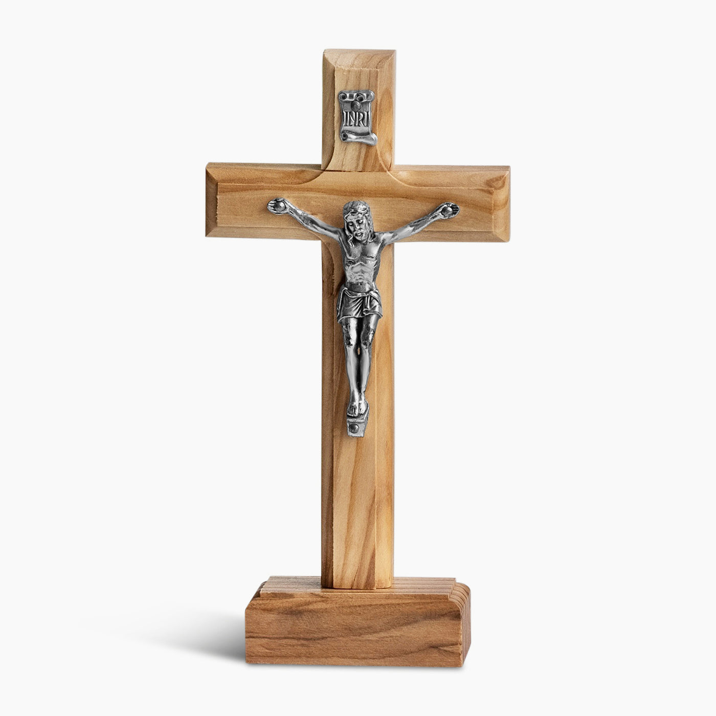 Standing Table Crucifix imported Olive Wood Cross On Wooden Stand Home Decor