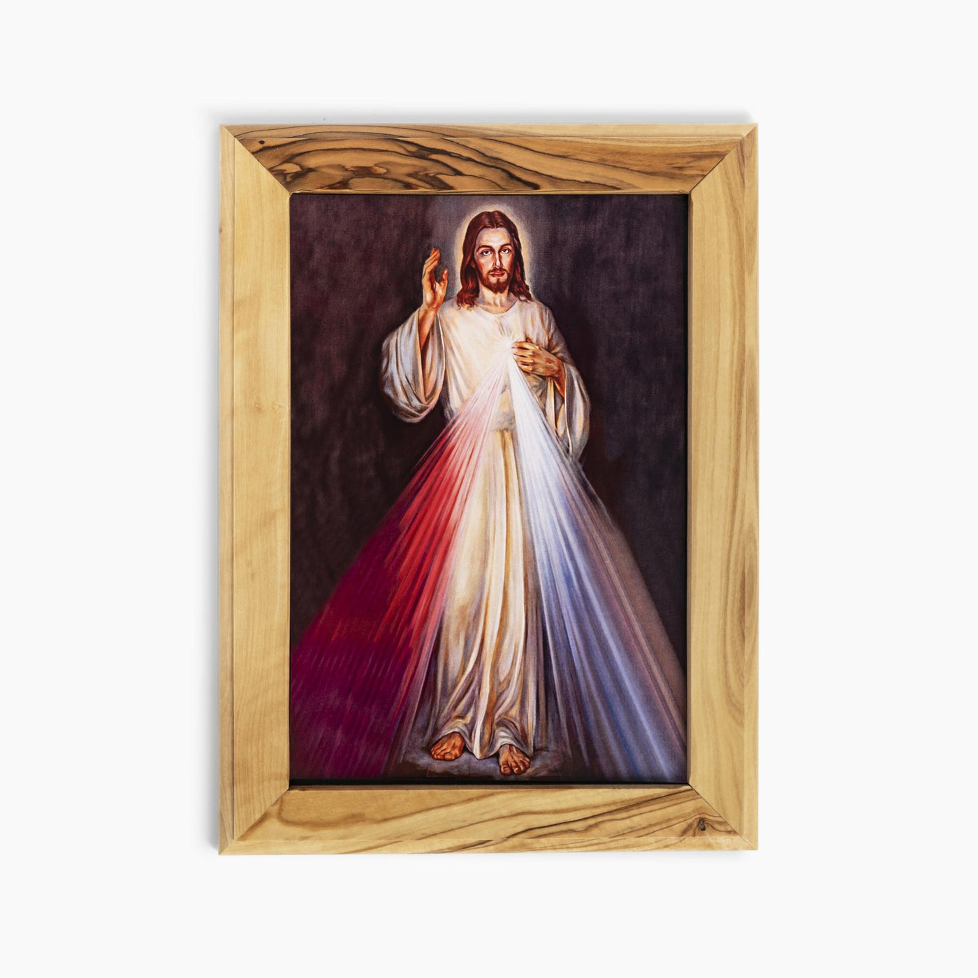 Table vertical photo frame, Imported olive wood, Sacred Heart of Jesus