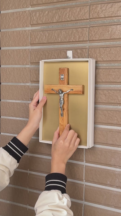 Wooden Wall Cross with Jesus Crucifix,Olive Wood Cross,Catholic Gift,Home Decor