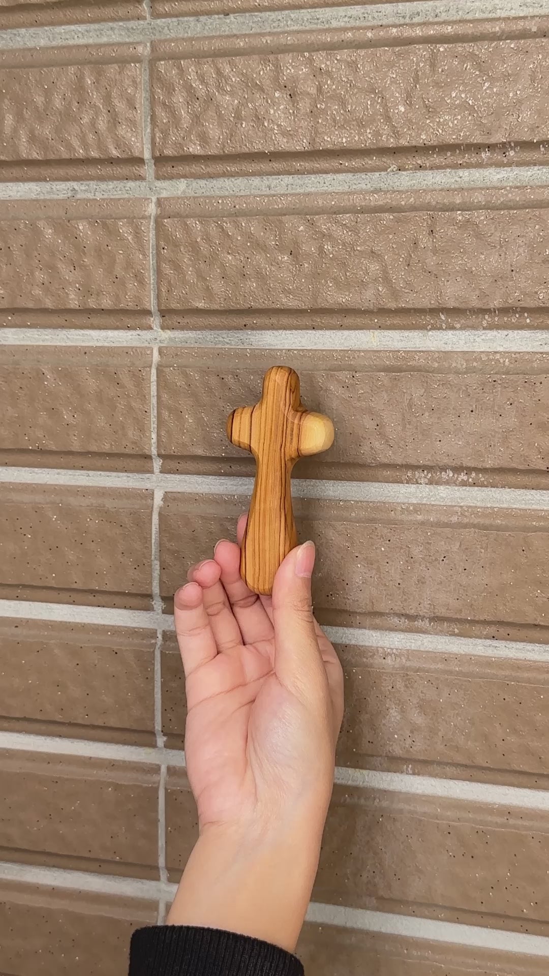 Comfort Cross, Hand Carved Olive Wood Holding Cross, Handmade Palm Crosses