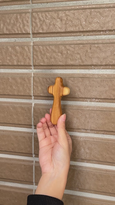 Comfort Cross, Hand Carved Olive Wood Holding Cross, Handmade Palm Crosses