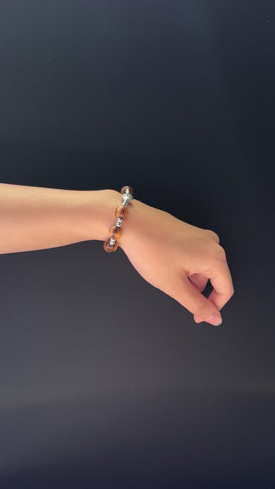 Bracelet Imported Olive Wood Beads Silver Beads with Eternal Life Cross 8250821/1008