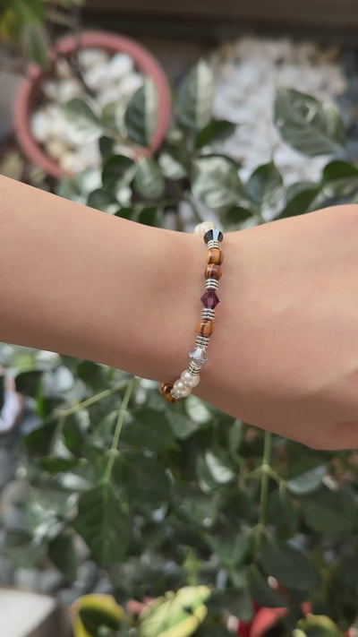 Gospel bracelet Imported 5mm olive wood beads with Swarovski crystal pearls