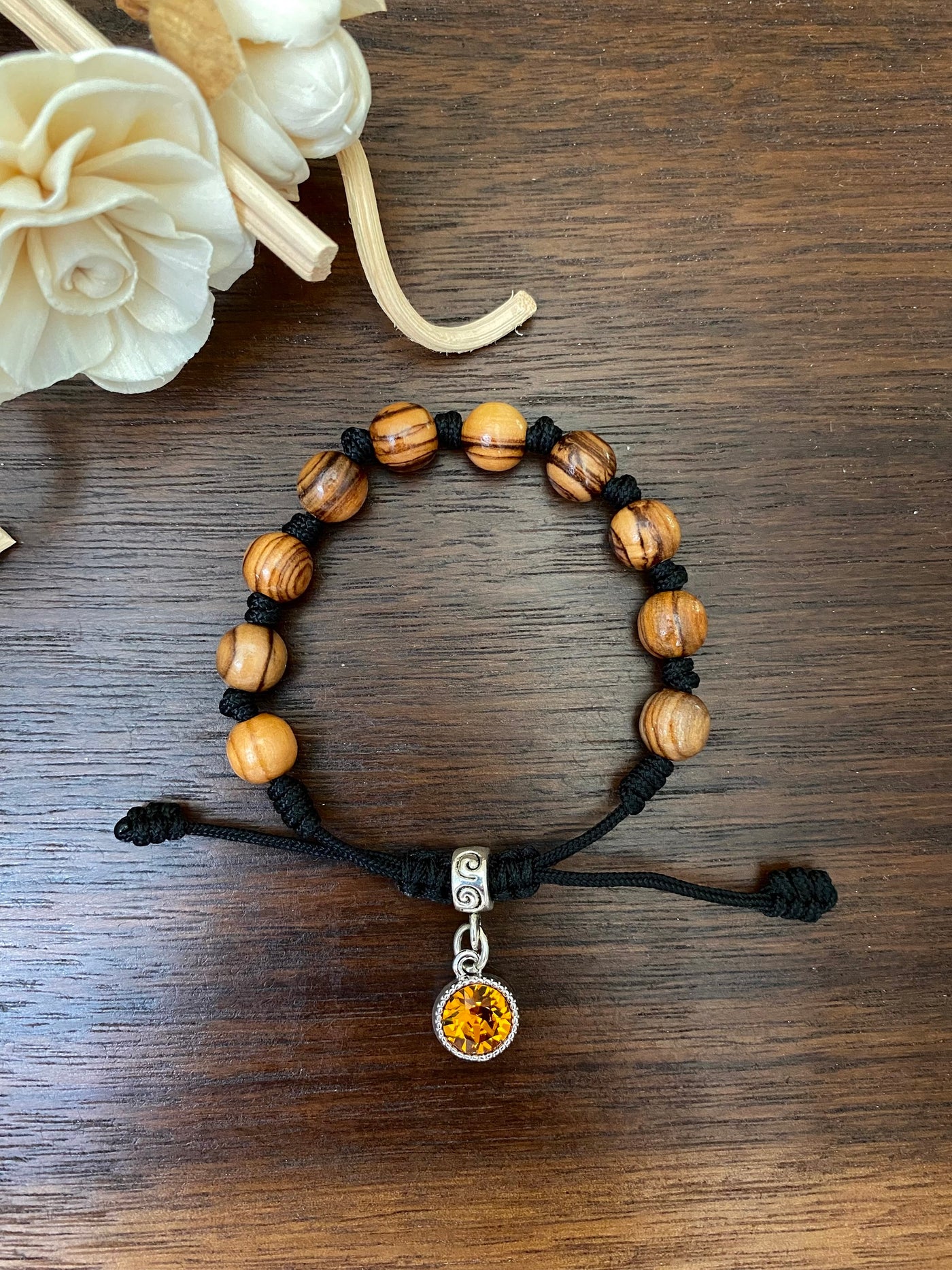 手鍊 Birthstone誕生石 Swarovski水晶搭配橄欖木珠生日幸運石8250898