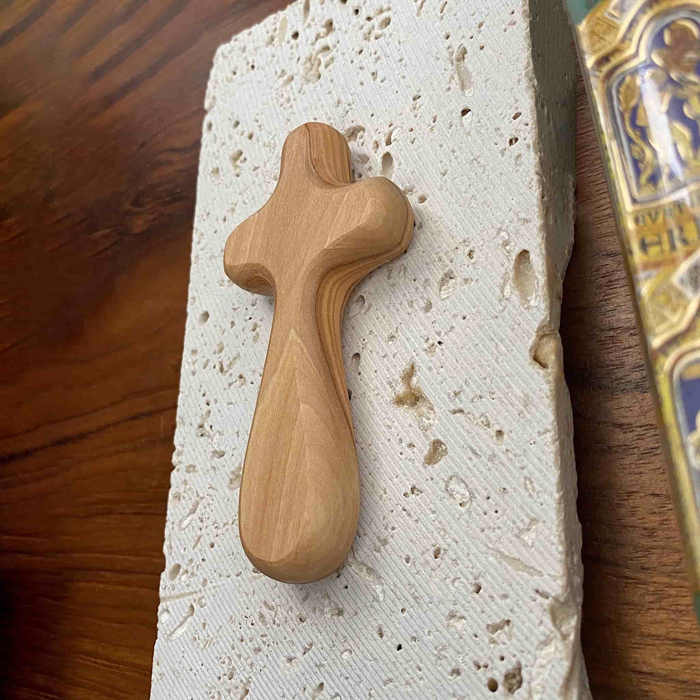 Comfort Cross, Hand Carved Olive Wood Holding Cross, Handmade Palm Crosses