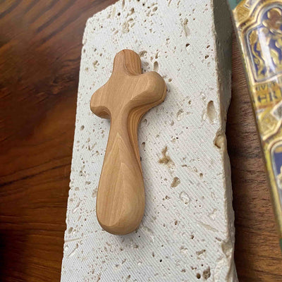 Comfort Cross, Hand Carved Olive Wood Holding Cross, Handmade Palm Crosses