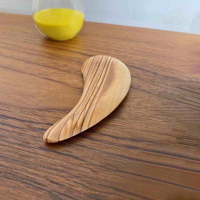 Massage stick to relax shoulder and neck sore scalp body muscles imported olive wood half-moon shape 12145 